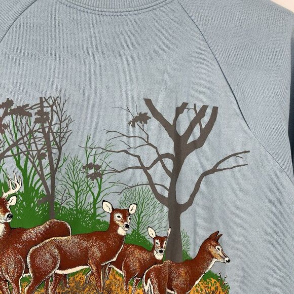 New 1990 Deadstock Deer Buck Doe Grand Illusion Blue Sweatshirt Medium Hunter - Picture 6 of 10
